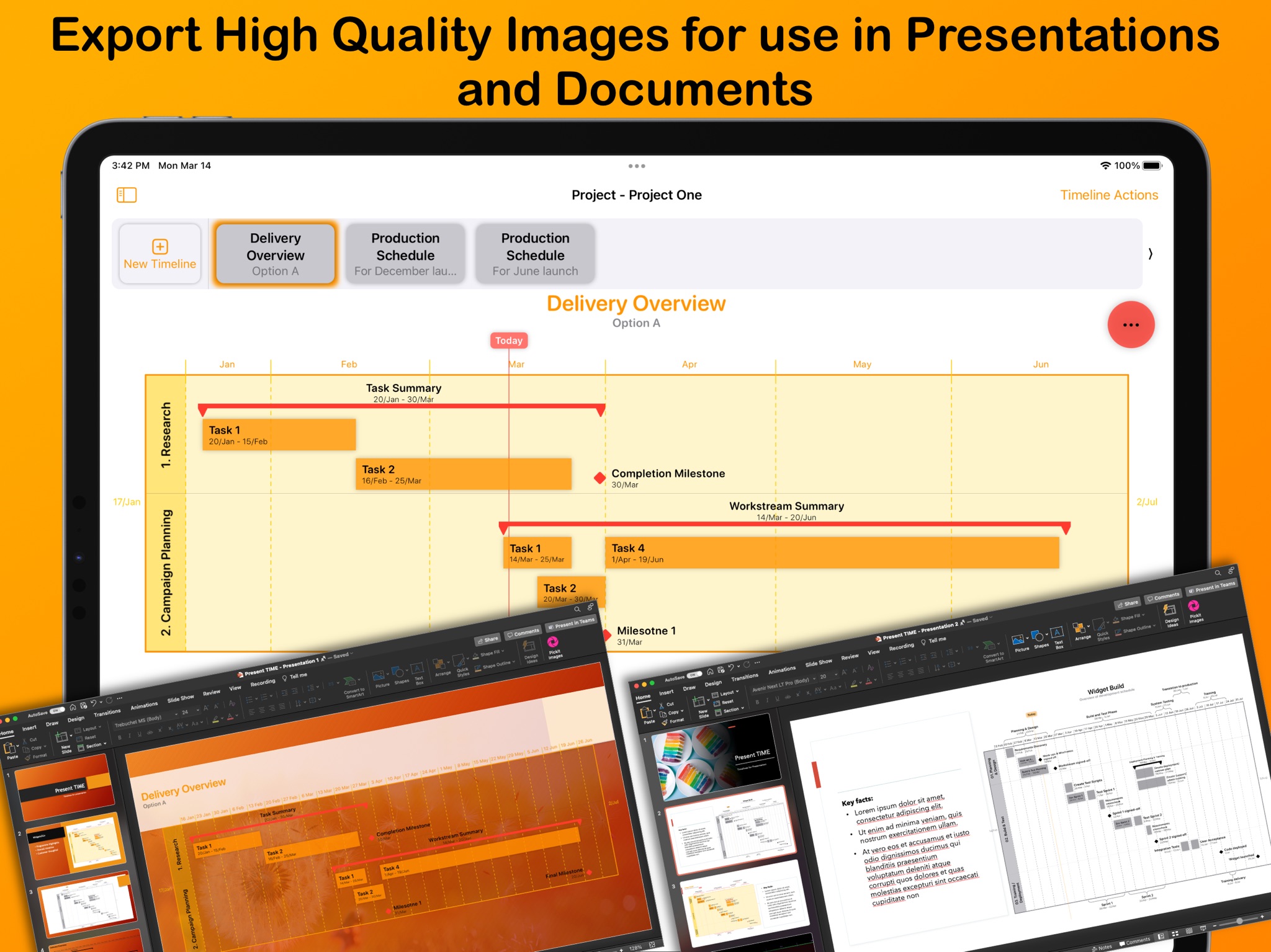 Export high quality images for presentations and documents on iPad